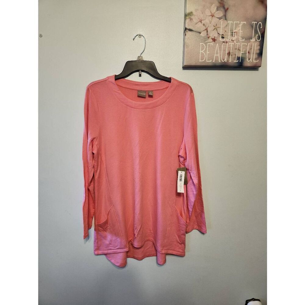 NWT Chicos Size 2 Cozisoft Double Pocket Tunic Taffy Pink